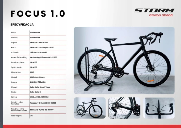 ROWER STORM FOCUS 1.0. GRAVEL 520 GRAFITOWY 28'' ALUMINIOWY 11