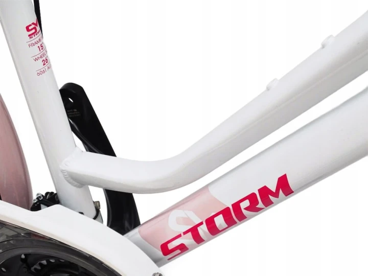 ROWER STORM MARATHON 1.0 26 ALUMINIOWY AMORTYZOWANY BIAŁY RÓŻOWY C 3